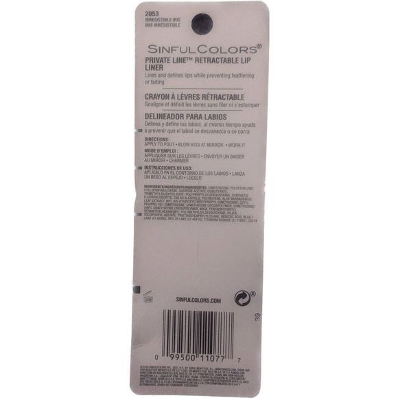 Sinful Colors Private Line Retractable Lip Liner ~ Irresistable Iris #2053 - Picture 3 of 3